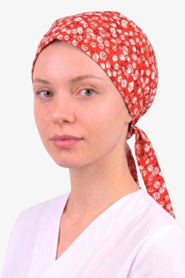 KÜÇÜK PAPATYA DESEN KIRMIZI CERRAHİ ENSE BONE