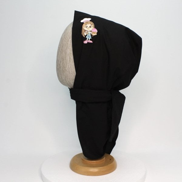 CUPCAKE NAKIŞLI SİYAH CERRAHİ TESETTÜR BONE