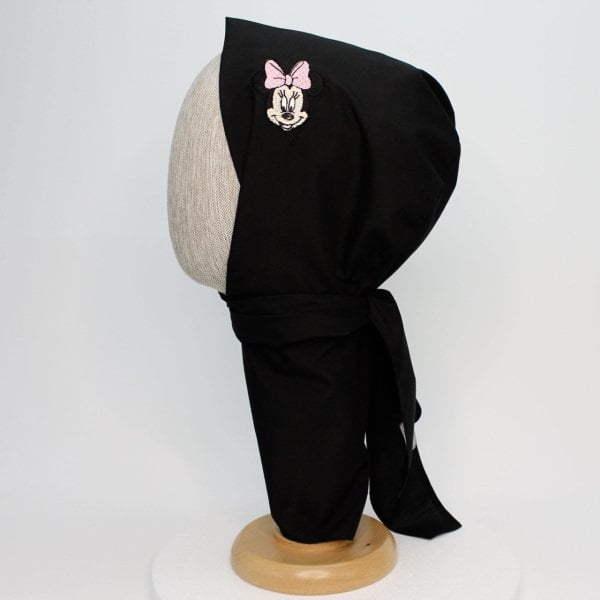 MINNIE MOUSE NAKIŞLI SİYAH CERRAHİ TESETTÜR BONE