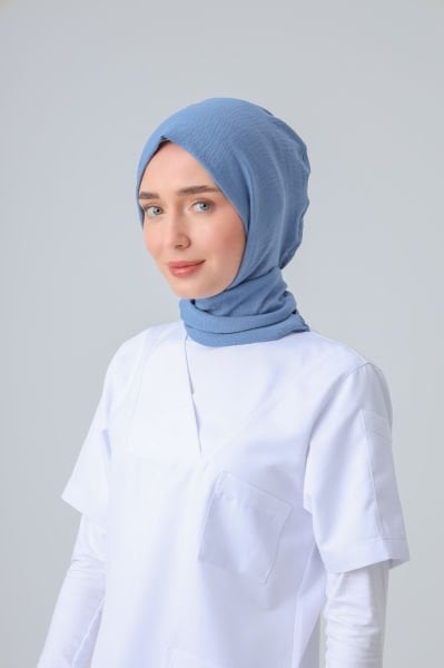 PAMUK CAZZ CERRAHİ TESETTÜR BONE KOT MAVİ