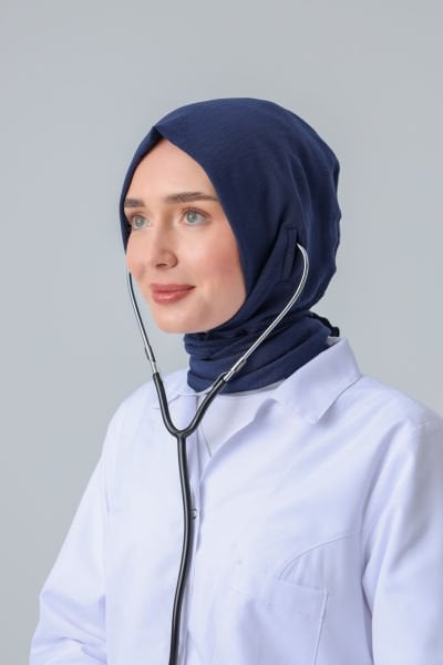 STETOSKOP GİRİŞLİ PAMUK CAZZ CERRAHİ TESETTÜR BONE LACİVERT