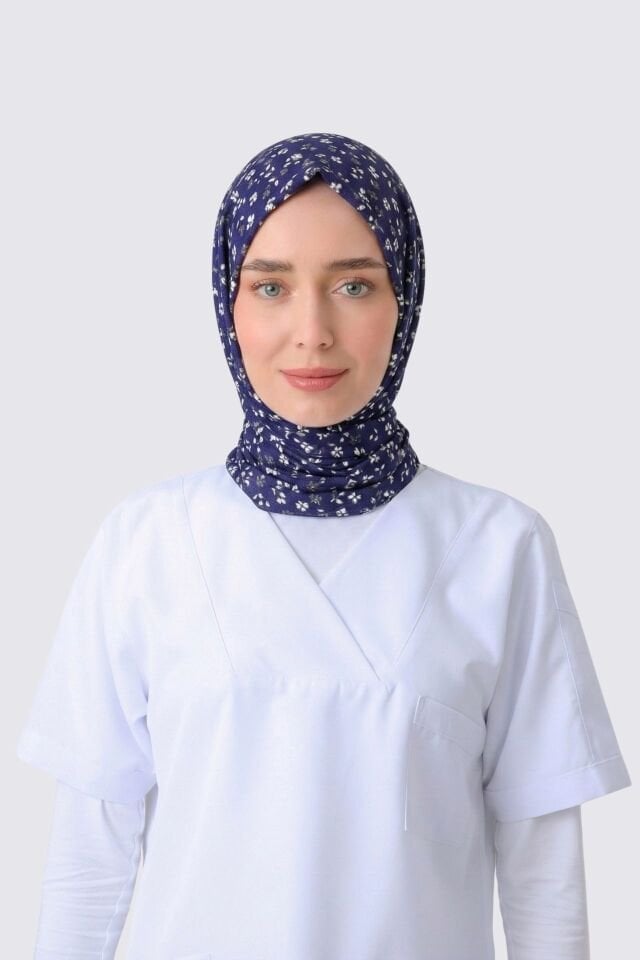 MİNİ ÇİÇEK DESEN CERRAHİ TESETTÜR BONE KOYU MOR