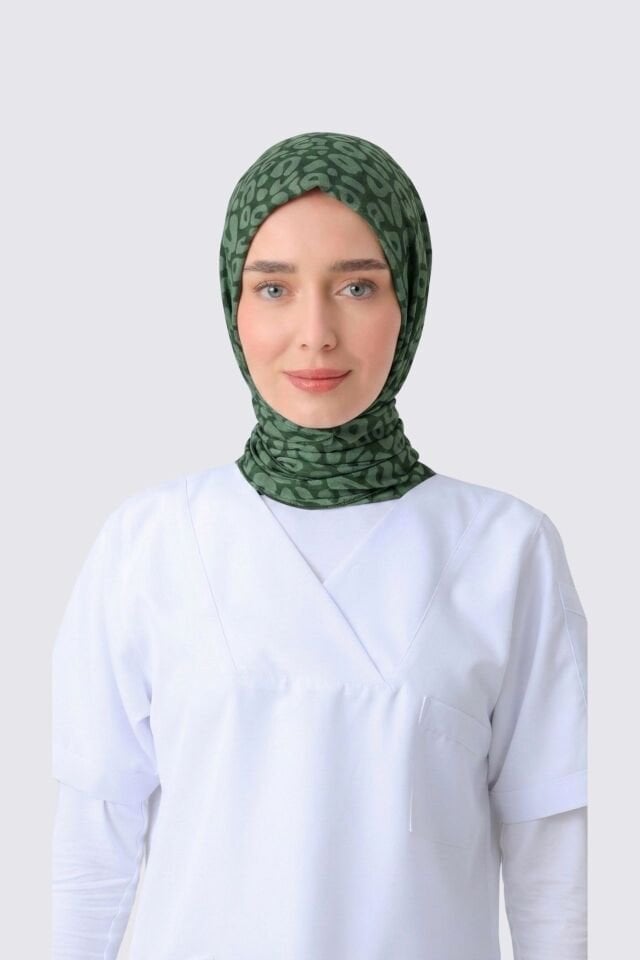 LEOPAR DESEN CERRAHİ TESETTÜR BONE YEŞİL