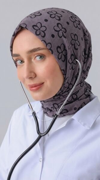 STETOSKOP GİRİŞLİ ÇİÇEK DESEN CERRAHİ TESETTÜR BONE SOFT MÜRDÜM