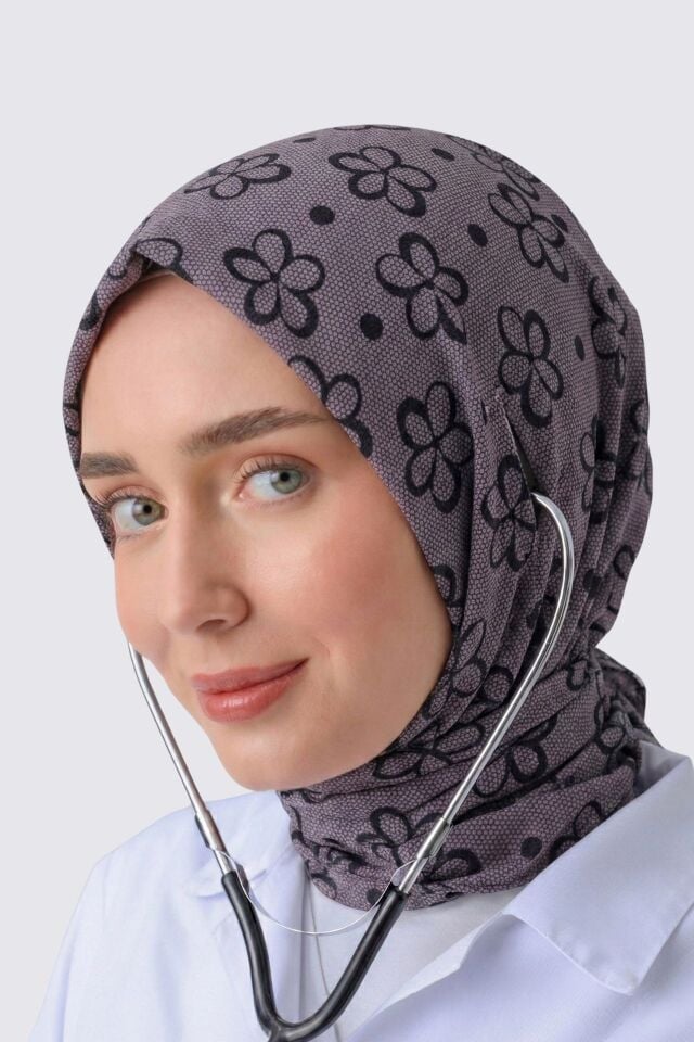 STETOSKOP GİRİŞLİ ÇİÇEK DESEN CERRAHİ TESETTÜR BONE SOFT MÜRDÜM