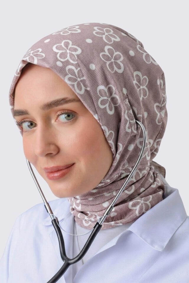 STETOSKOP GİRİŞLİ ÇİÇEK DESEN CERRAHİ TESETTÜR BONE VİZON