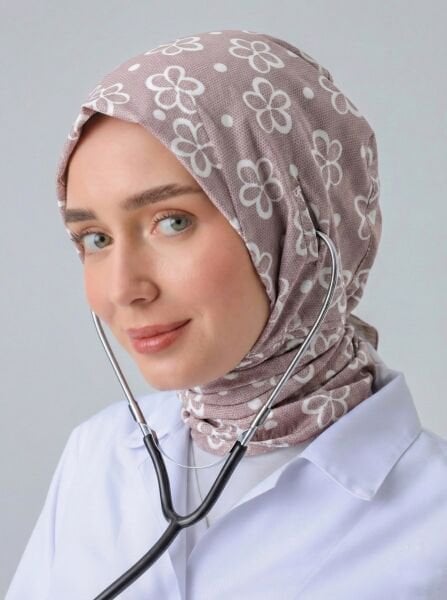 STETOSKOP GİRİŞLİ ÇİÇEK DESEN CERRAHİ TESETTÜR BONE VİZON