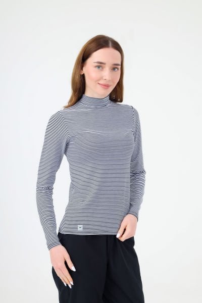 BALIKÇI YAKA İNCE ÇİZGİLİ BODY SİYAH BEYAZ